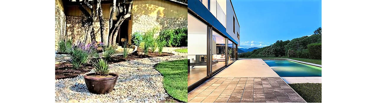 Finished landscape with stone and decking
